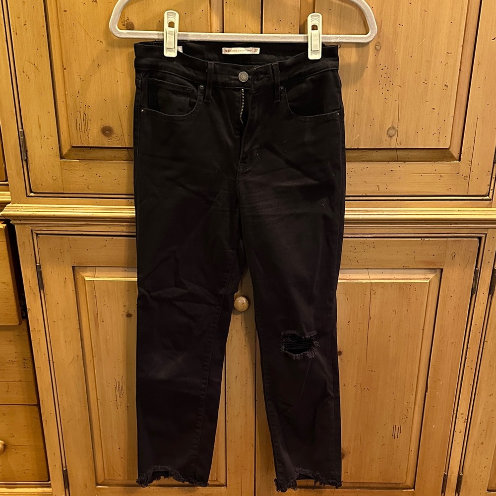 Levi’s High Rise Straight Crop Black Jean